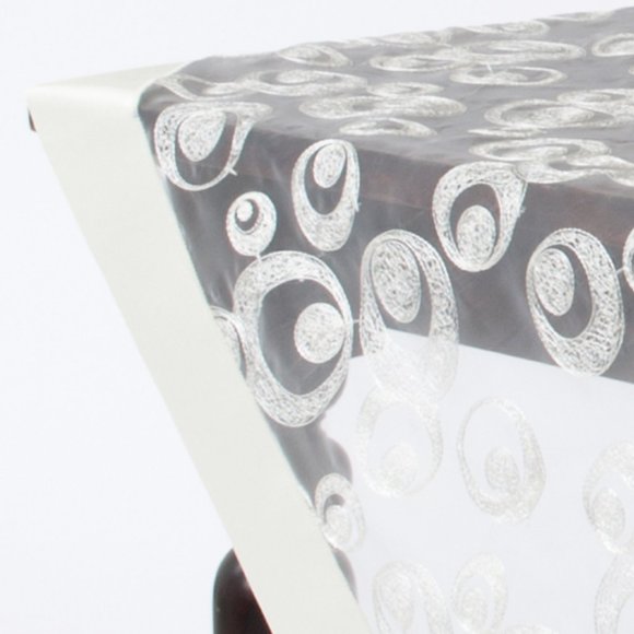 Vanilla Embroidered Sheer 72 inch square tablecloth - Picture 2 of 2